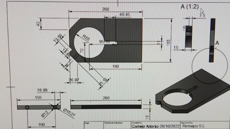 plano y vista para el diseño y construccion de piezas a medida